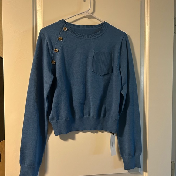 Commense Blue Button-Shoulder Sweater - Picture 2 of 2